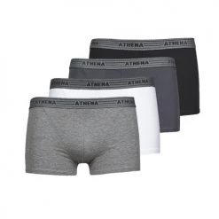 Sous-vêtements Homme Boxers Athena BASIC COTON X4 Gris foncé / Noir / Blanc / Noir