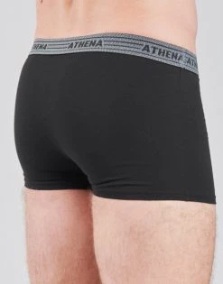 Sous-vêtements Homme Boxers Athena BASIC COTON X4 Gris foncé / Noir / Blanc / Noir -Boxers Homme Soldes 18854687 500 D