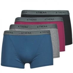 Sous-vêtements Homme Boxers Athena BASIC COTON X4 Gris / Bordeaux / Bleu / Noir
