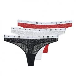 Sous-vêtements Femme Strings Tommy Hilfiger THONG X3 Noir / Blanc / Rouge